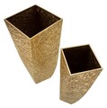 Set 2 ghivece / vase decorative Squer, Mauro Ferretti, 34x34x90 cm, fier, auriu