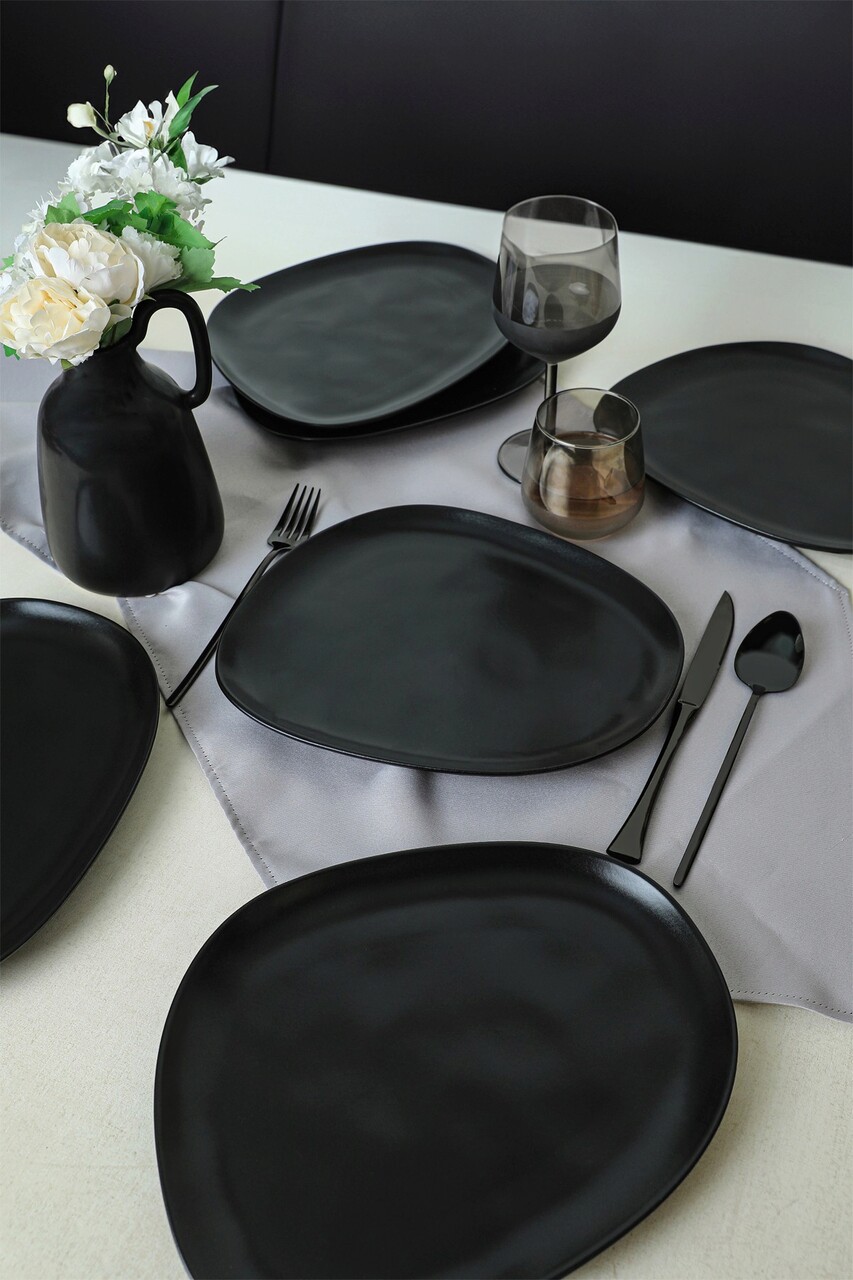 Set platouri pentru servire, Keramika, 275KRM2209, 100% CERAMICA / , Nu absoarbe apa, Negru mat - 1 | YEO