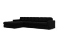 Coltar stanga 4 locuri, Justin, Micadoni Home, BL, 236x160x72 cm, catifea, negru