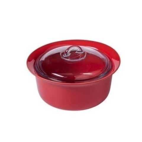 Vas rotund cu capac, Pyrex, Supreme Color Red, 2.5 L, ceramica, rosu