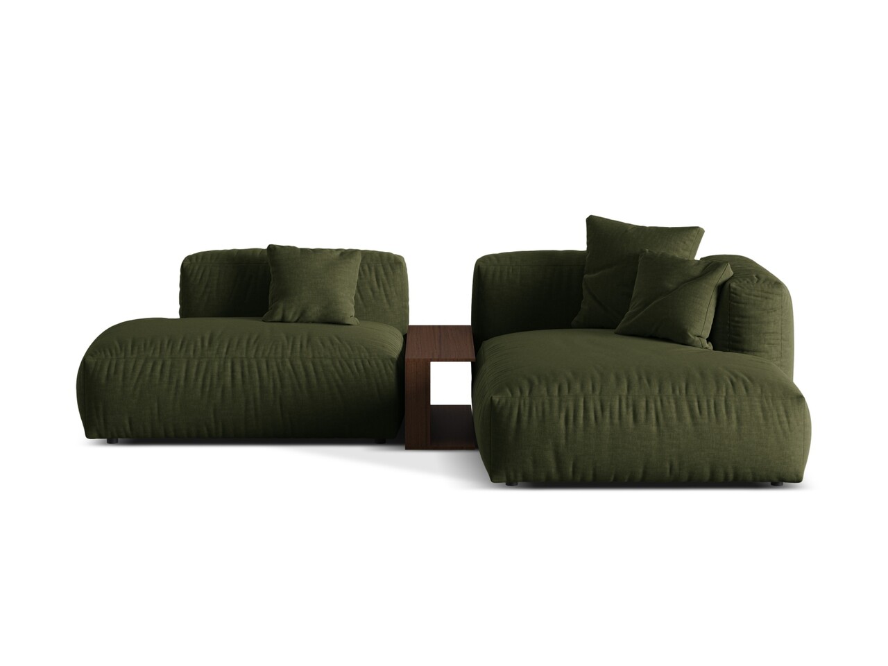 Coltar modular dreapta 2 locuri, Martina-169, Micadoni Home, 285x176x75 cm, tesatura structurata catifelata, verde