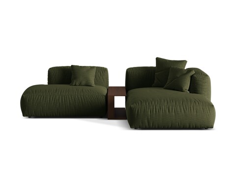 Coltar modular dreapta 2 locuri, Martina-169, Micadoni Home, 285x176x75 cm, tesatura structurata catifelata, verde