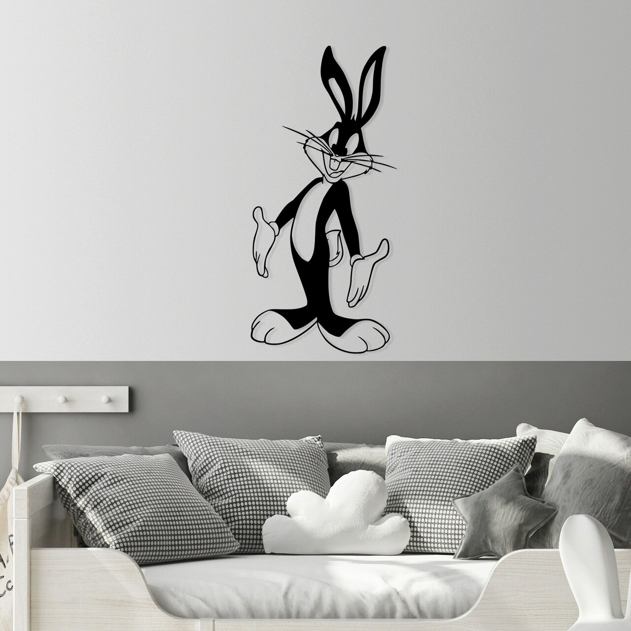 Decoratiune de perete, Bugs Bunny 1, Metal, Dimensiune: 33 x 70 cm, Negru - 2 | YEO