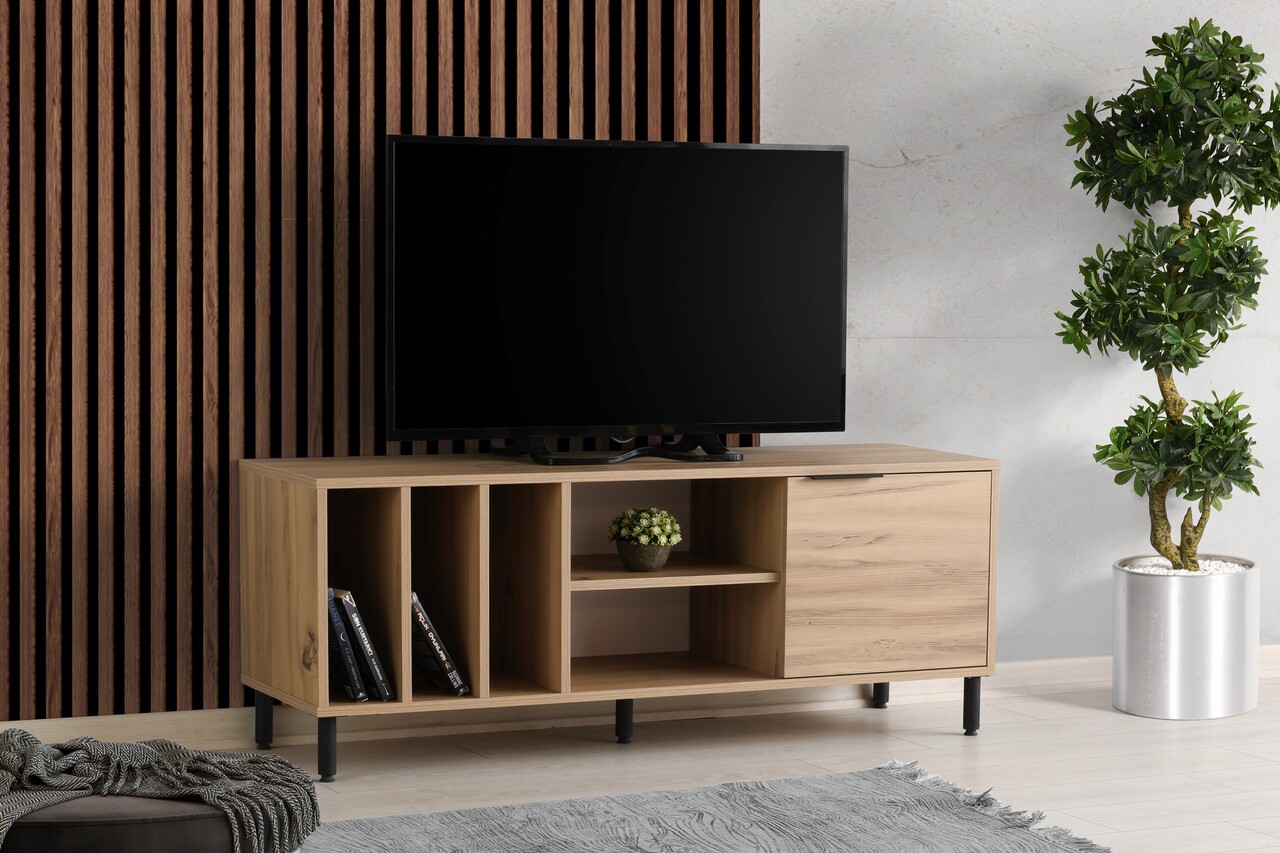 Comoda TV, Kalune Design, Bodegas, 140 x 55 x 40 cm, pal melaminat, stejar - 1 | YEO