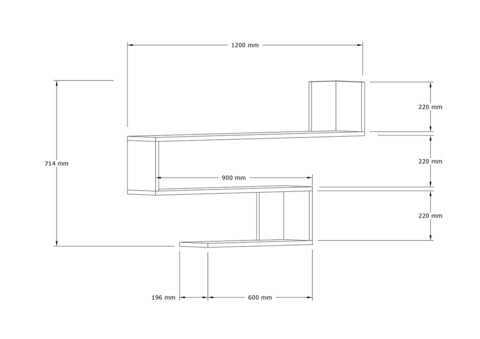 Raft de perete, Asse Home, Penne , 120x71x20 cm, Maro