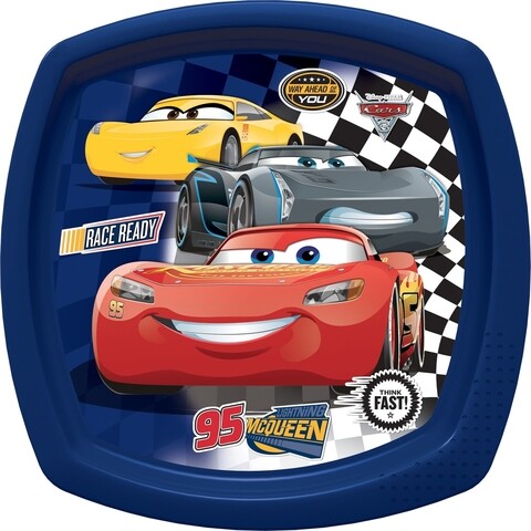 Farfurie intinsa Cars 3, Disney, 23x23 cm, plastic, albastru