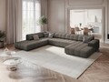 Coltar panoramic stanga 7 locuri, Jennifer-140, Micadoni Home, 364x262x70 cm, tesatura chenille din poliester, gri