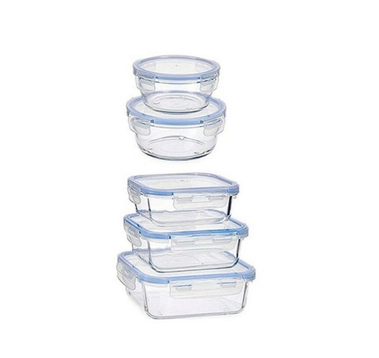 Set 5 Caserole, Vivalto, 400 Ml, 420 Ml, 580 Ml, 590 Ml, 750 Ml, Sticla/plastic