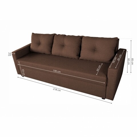 Canapea Extensibila Firenze Lux Dark Chocolate 218x85x85 cm + lada de depozitare, maro