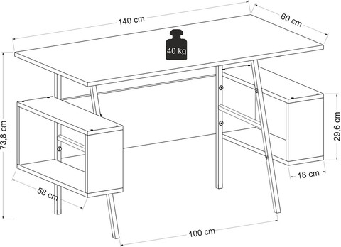 Birou, Lagomood, Irony Maxi, 140x73.8x60 cm, Stejar alb