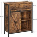 Bufet cu usa glisanta Vasagle, 70x30x80 cm, PAL/otel, maro rustic