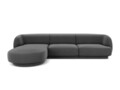 Coltar stanga 4 locuri, Miley, Micadoni Home, BL, 259x155x74 cm, catifea, gri