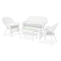 Set mobilier pentru gradina/terasa, 4 piese, Barbara, otel/poliester/sticla, alb/gri