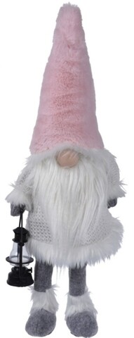 Decoratiune luminoasa Gnome w white body, 26x18x51 cm, plus, roz/alb