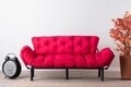 Canapea extensibila Nitta Triple, Futon, 3 locuri, 225x70 cm, metal, fucsia