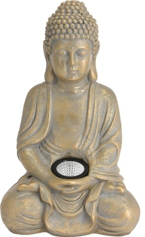 Lampa solara Buddha, H33 cm, auriu