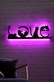 Decoratiune luminoasa LED, Cat Love, MDF, 60 LED-uri, Roz