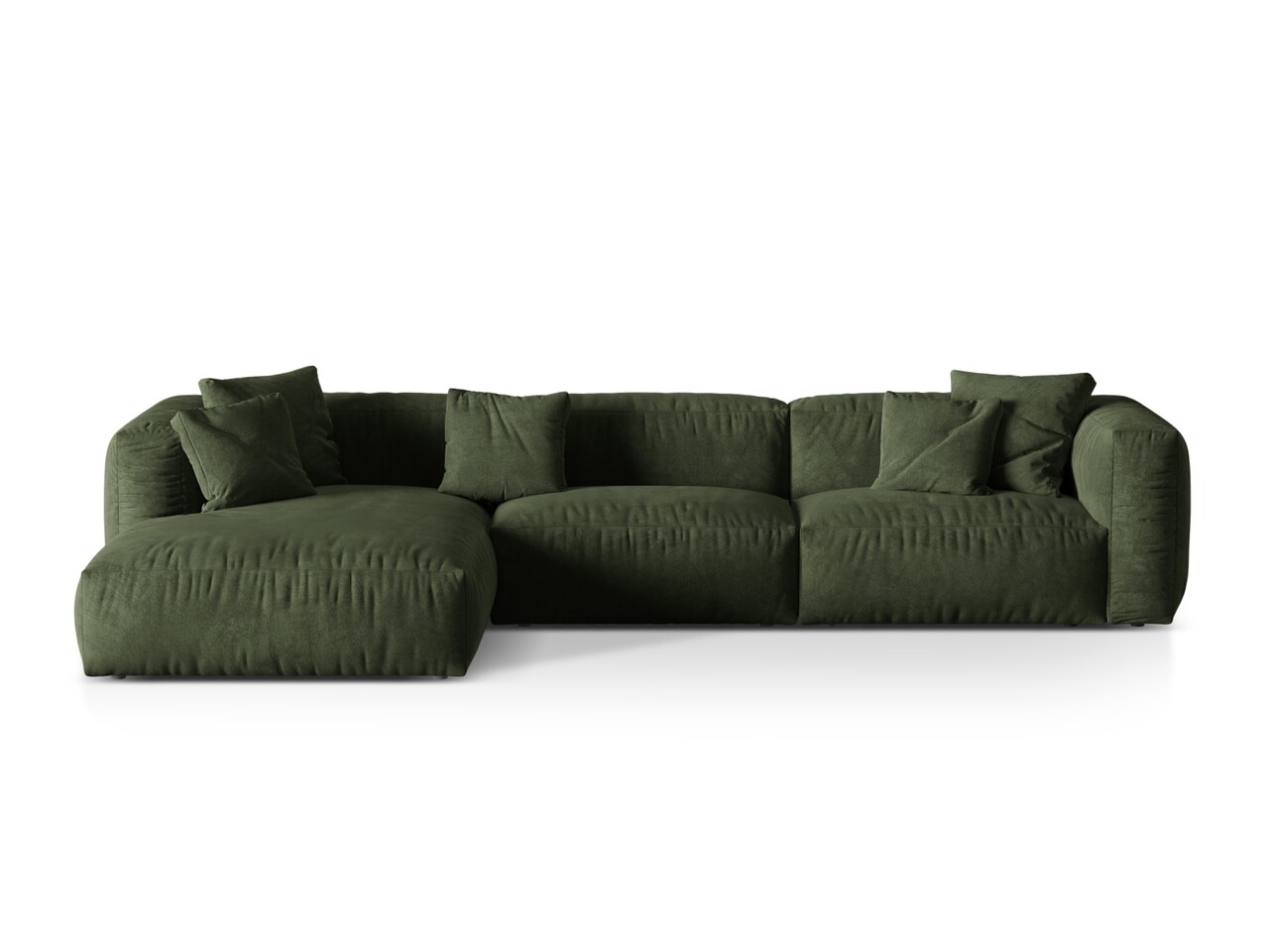 Coltar modular stanga 3 locuri, Martina-120, Micadoni Home, 332x176x75 cm, catifea, verde