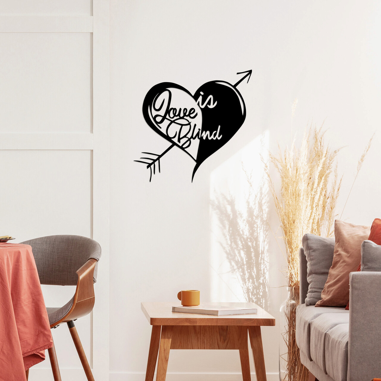 Decoratiune de perete, Love in Blind, Metal, Dimensiune: 61 x 59 cm, Negru - 1 | YEO