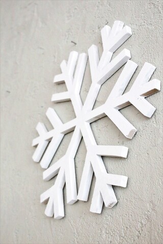 Decoratiune de perete, Snowflake, 38x1.8x38 cm, Placaj , Alb