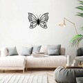 Decoratiune de perete, Butterfly 3, Metal, Dimensiune: 60 x 45 cm, Negru