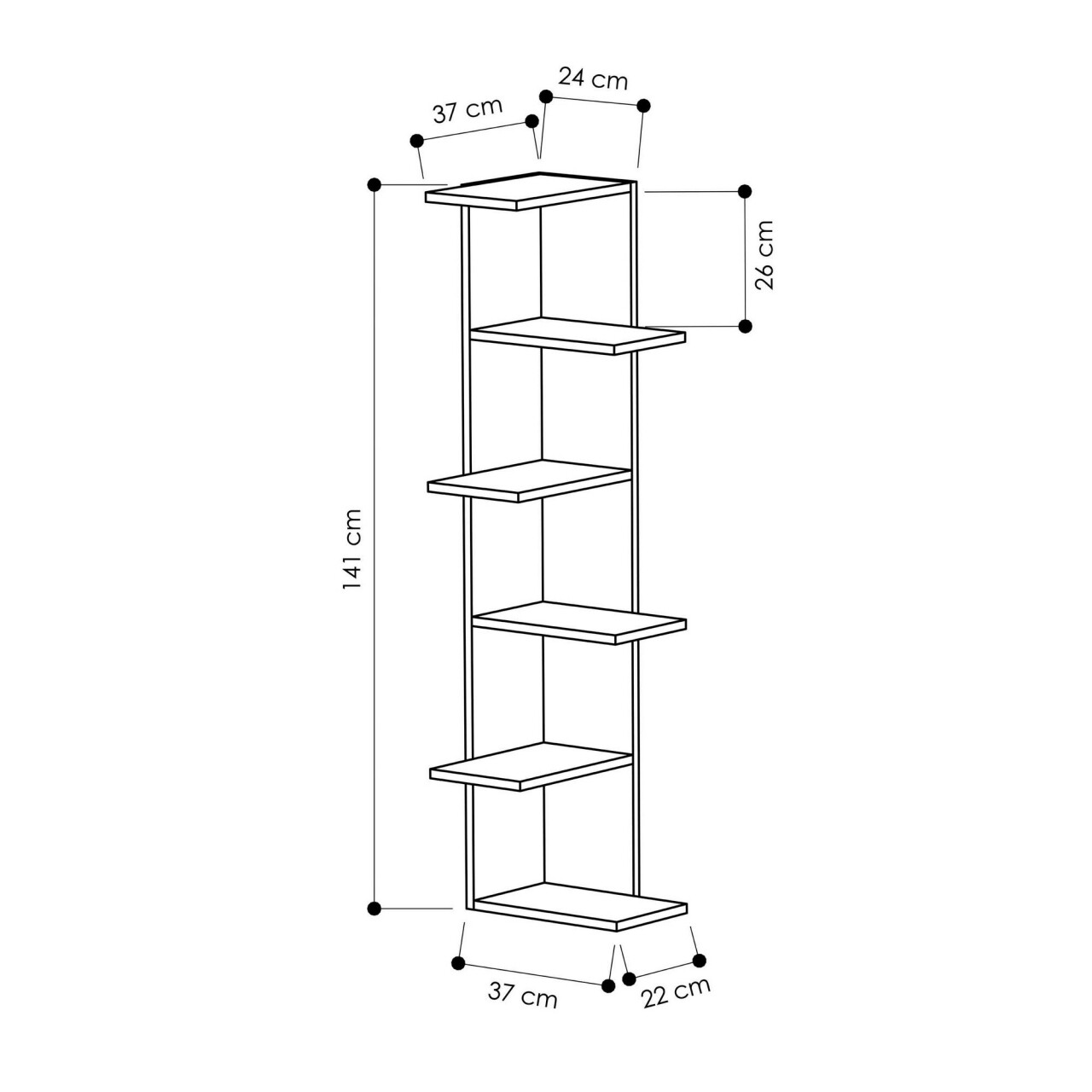 Biblioteca Saso, Homitis, 37x22x141 cm, alb - 2 | YEO