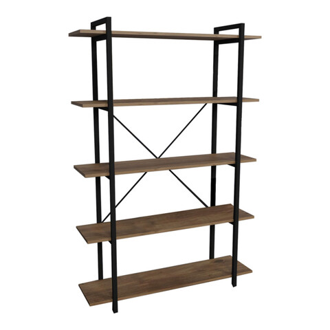 Corp biblioteca Reson, Pakoworld, 120x34x180 cm, PAL/metal, maro/negru