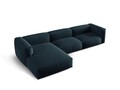 Coltar modular stanga 3 locuri, Martina-169, Micadoni Home, 332x176x75 cm, tesatura structurata catifelata, albastru jeans