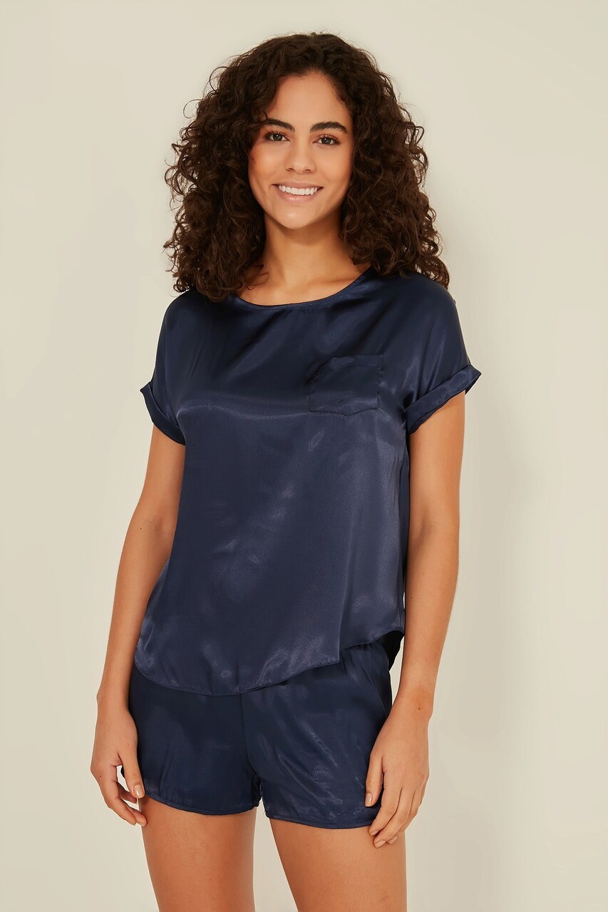 Set pijamale dama, 637BNC1365 - L, Benicia, Poliester, Albastru navy