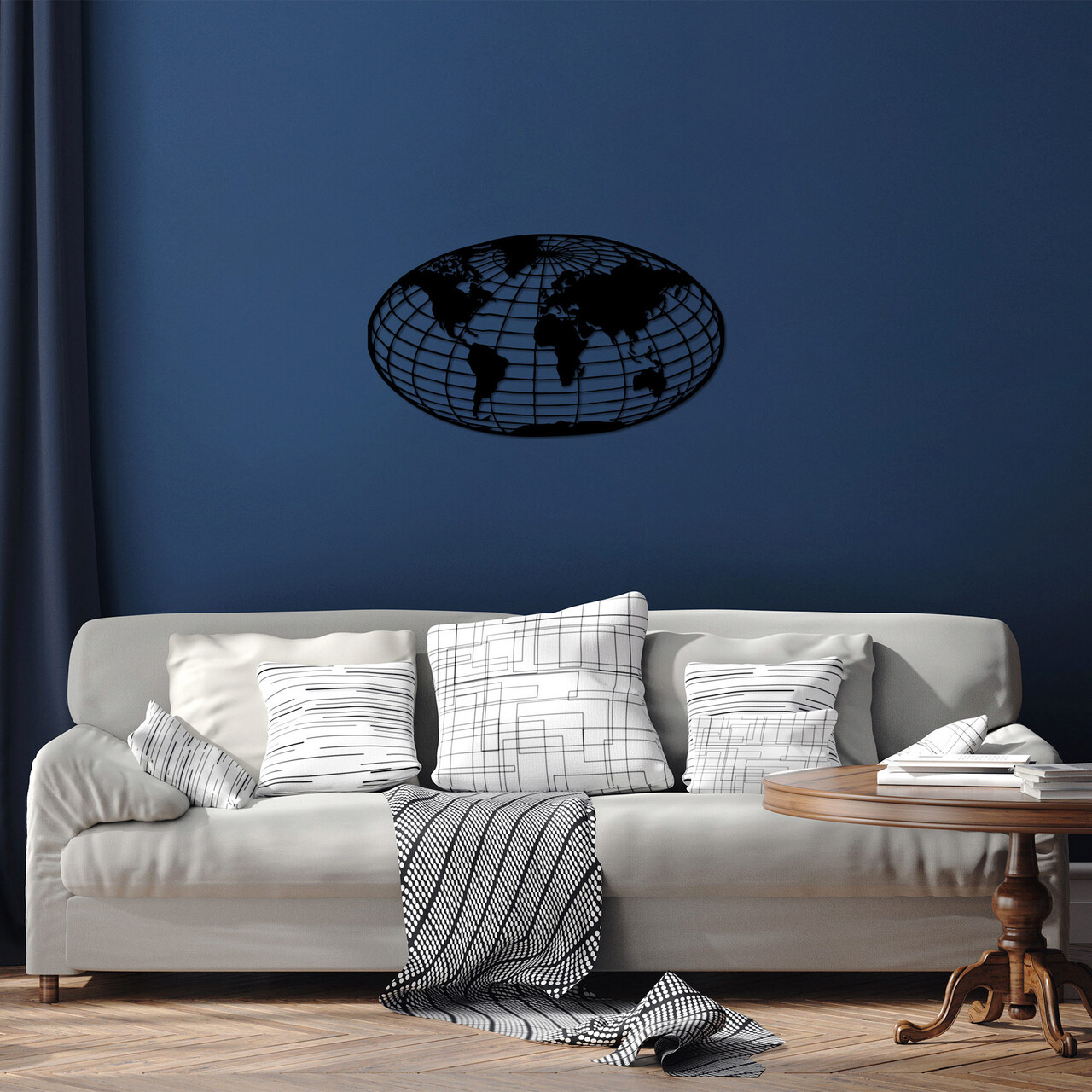 Decoratiune de perete, World Map 6, Metal, Dimensiune: 84 x 47 cm, Negru - 2 | YEO