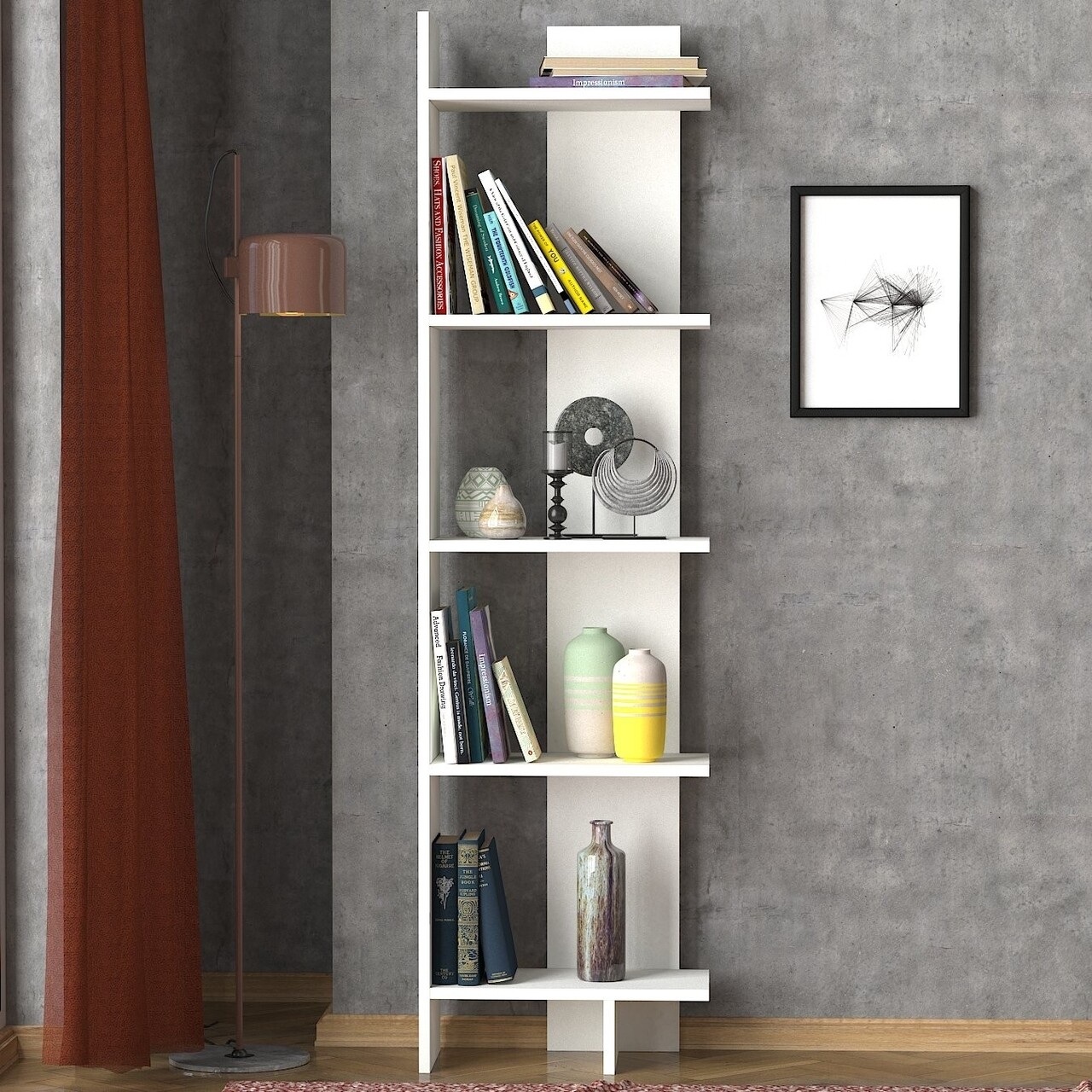 Biblioteca Perla, Tera Home, 48.5x22x170 cm, alb - 2 | YEO