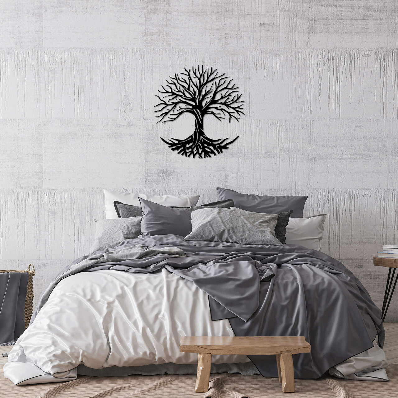 Decoratiune de perete, Monumental Tree 13, Metal, Dimensiune: 68 x 70 cm, Negru - 1 | YEO