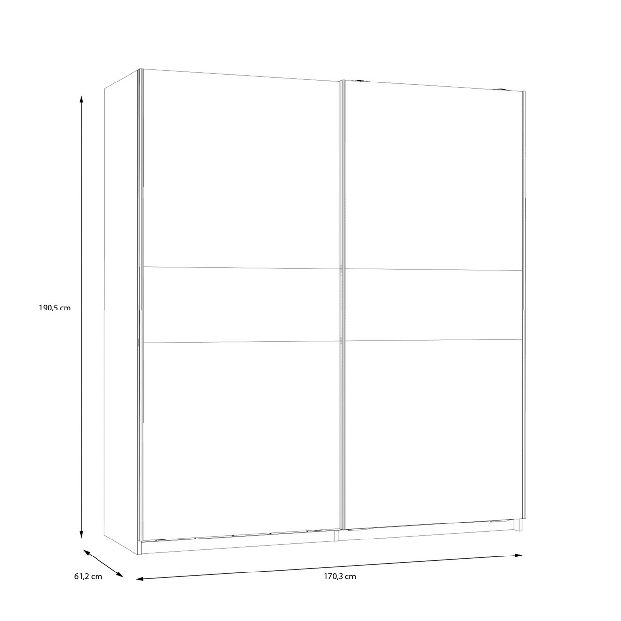 Dulap pentru haine Wijk, Bedora, 170.3x61.2x190.5 cm, PAL/metal, sonoma/alb