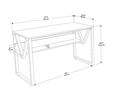 Birou, Zena Home, Lona, 120x72.8x60 cm, PAL, Alb