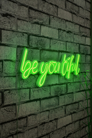 Decoratiune luminoasa LED, Be you tiful, Benzi flexibile de neon, DC 12 V, Verde