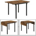 Masa pliabila pentru dining Vasagle, 2-4 persoane, 84.5-120x78x75 cm, PAL/otel, maro rustic