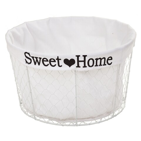 Cos pentru depozitare, Sweet Home, Creaciones Meng, 30x18 cm, metal/poliester, alb