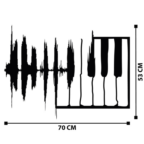 Decoratiune de perete, My Music v2, Metal, Cadru: 100% LEMN (grosime: 3 cm), Negru