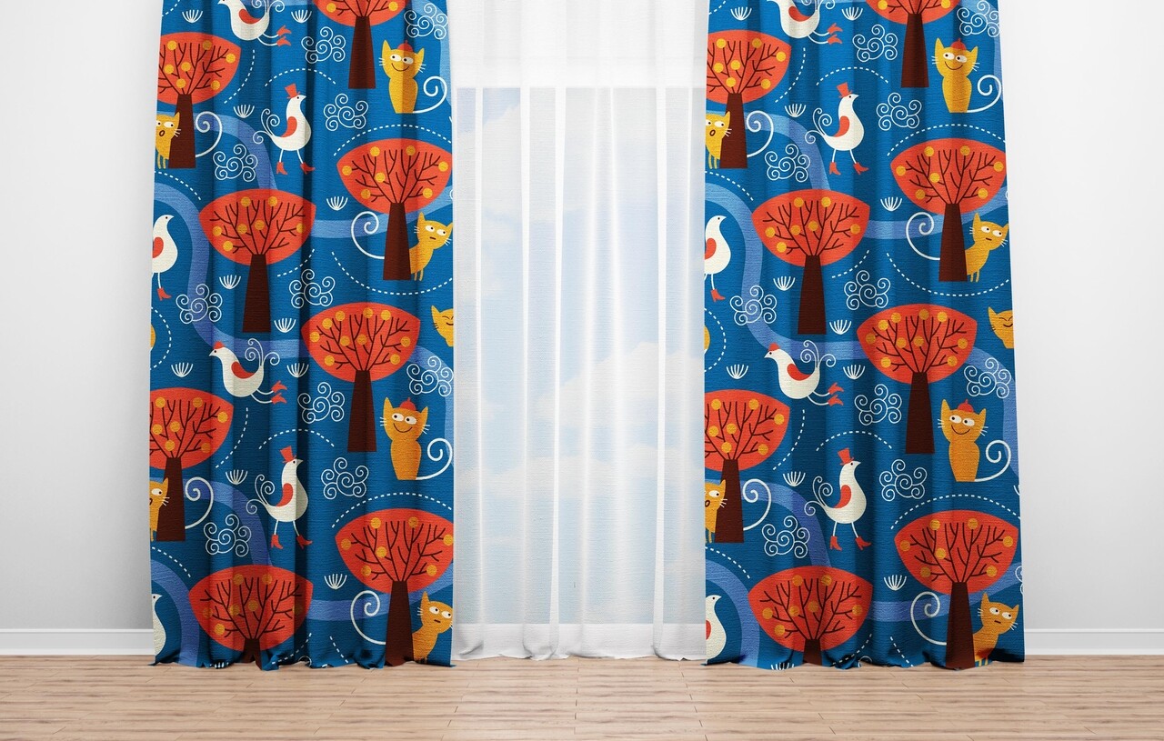 Set 2 draperii Forest, Oyo Kids, 140x240 cm, poliester, multicolor