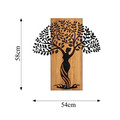 Decoratiune de perete, Woman Tree 3, 50% lemn/50% metal, Dimensiune: 54 x 58 cm, Nuc / Negru