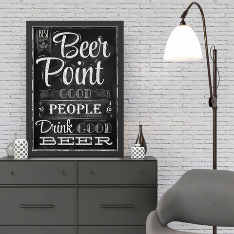 Tablou decorativ, Beer Point (55 x 75), MDF , Polistiren, Alb/Negru