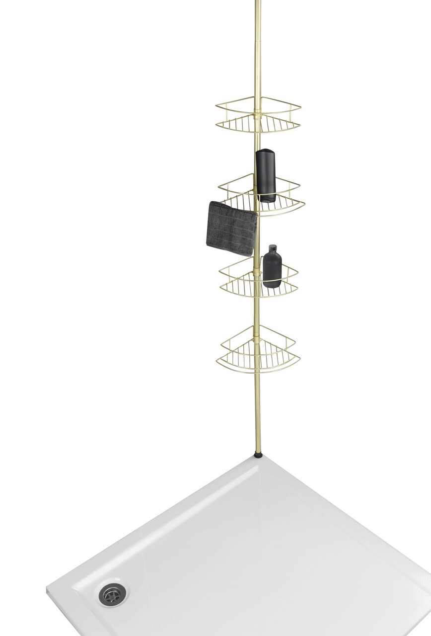 Etajera De Colt Extensibila, Wenko, Dolcedo, 31 X 23 X 62-275 Cm, Inox, Auriu