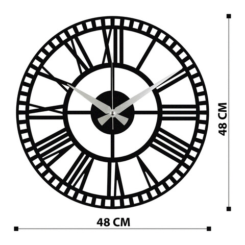 Ceas de perete, Enzoclock, Metal, Dimensiune: 69 x 32 cm, Negru