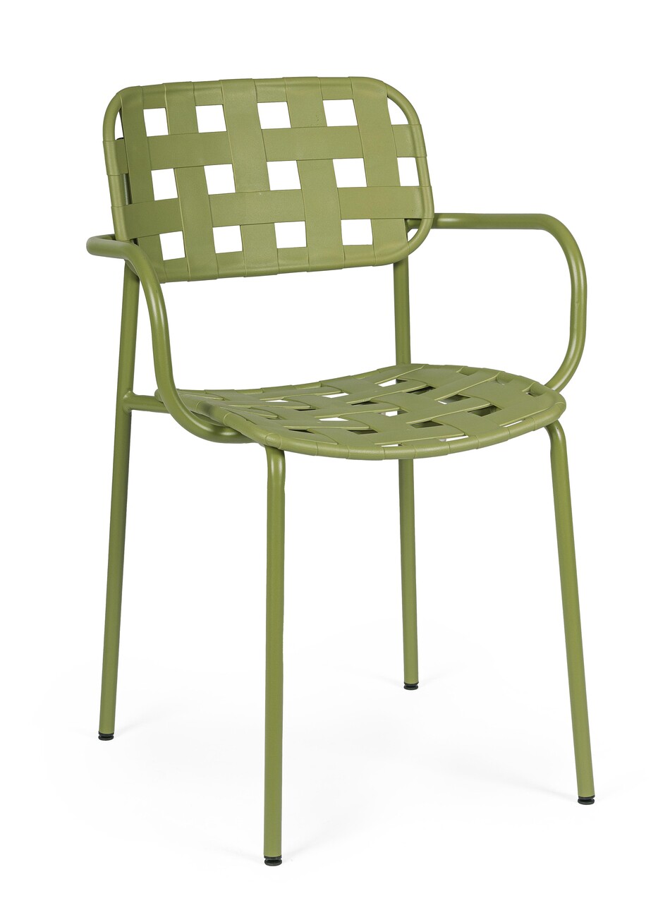 Scaun pentru gradina Clover, Bizzotto, 52x54x80 cm, otel tratat pentru exterior, verde turtle