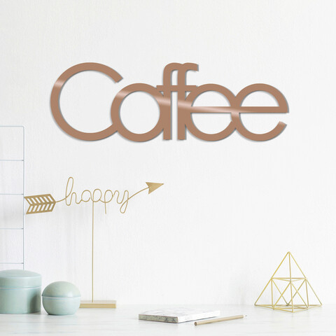 Decoratiune de perete, Coffee, Metal, Dimensiune: 50 x 17 cm, Cupru