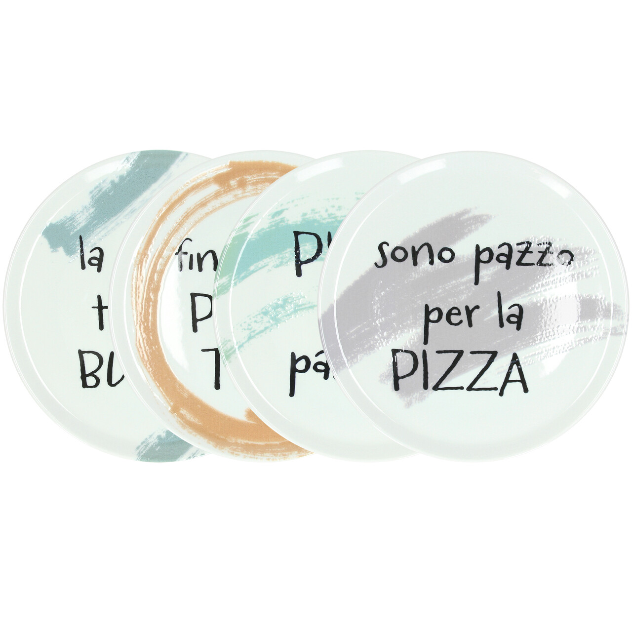 Set 4 platouri pizza Cinzia V2, Andrea Fontebasso, 33 cm, portelan, multicolor