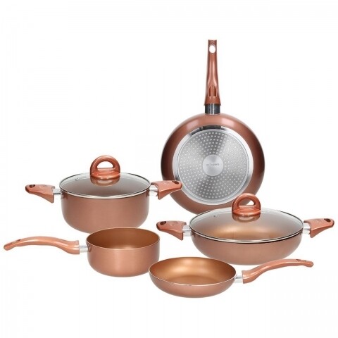 Set oale si tigai, 7 piese, Tognana, aluminiu si sticla, Grancucina Brown