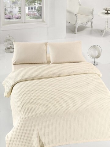 Cuvertura de pat, Eponj Home, Burumcuk Cream, 160x240 cm, 100% bumbac, crem