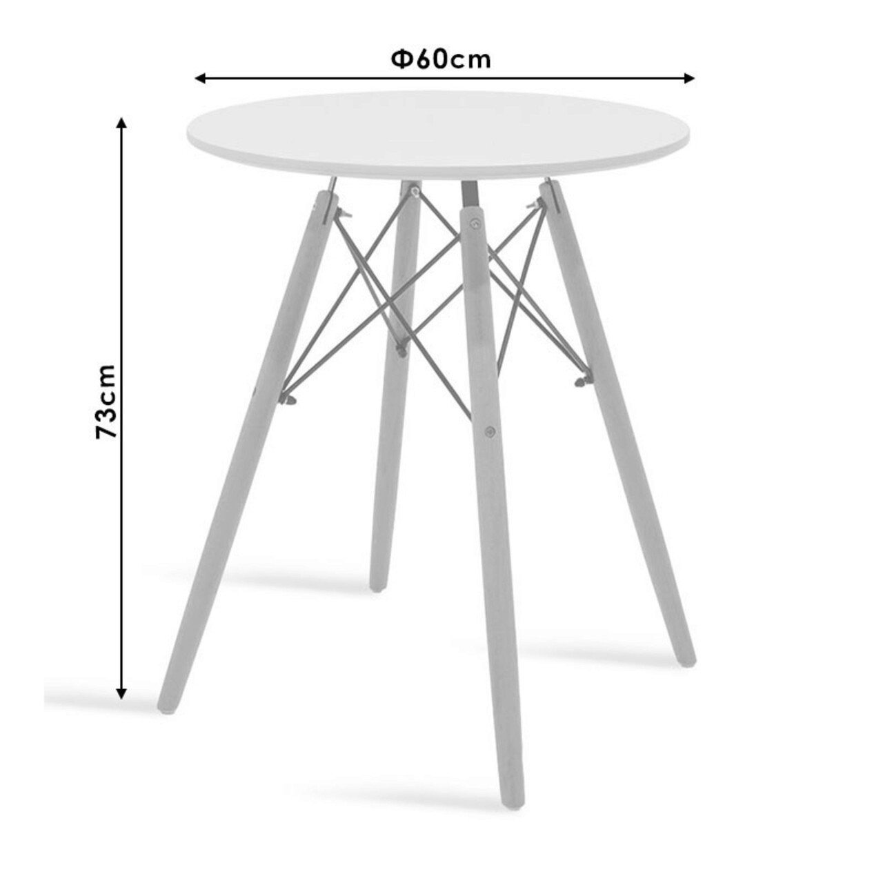 Masa Julita, Pakoworld, 60x60x73 cm, MDF/lemn de fag/metal, negru