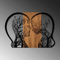 Decoratiune de perete, Tree Woman And Man Love, 50% lemn/50% metal, Dimensiune: 80 x 58 cm, Nuc / Negru